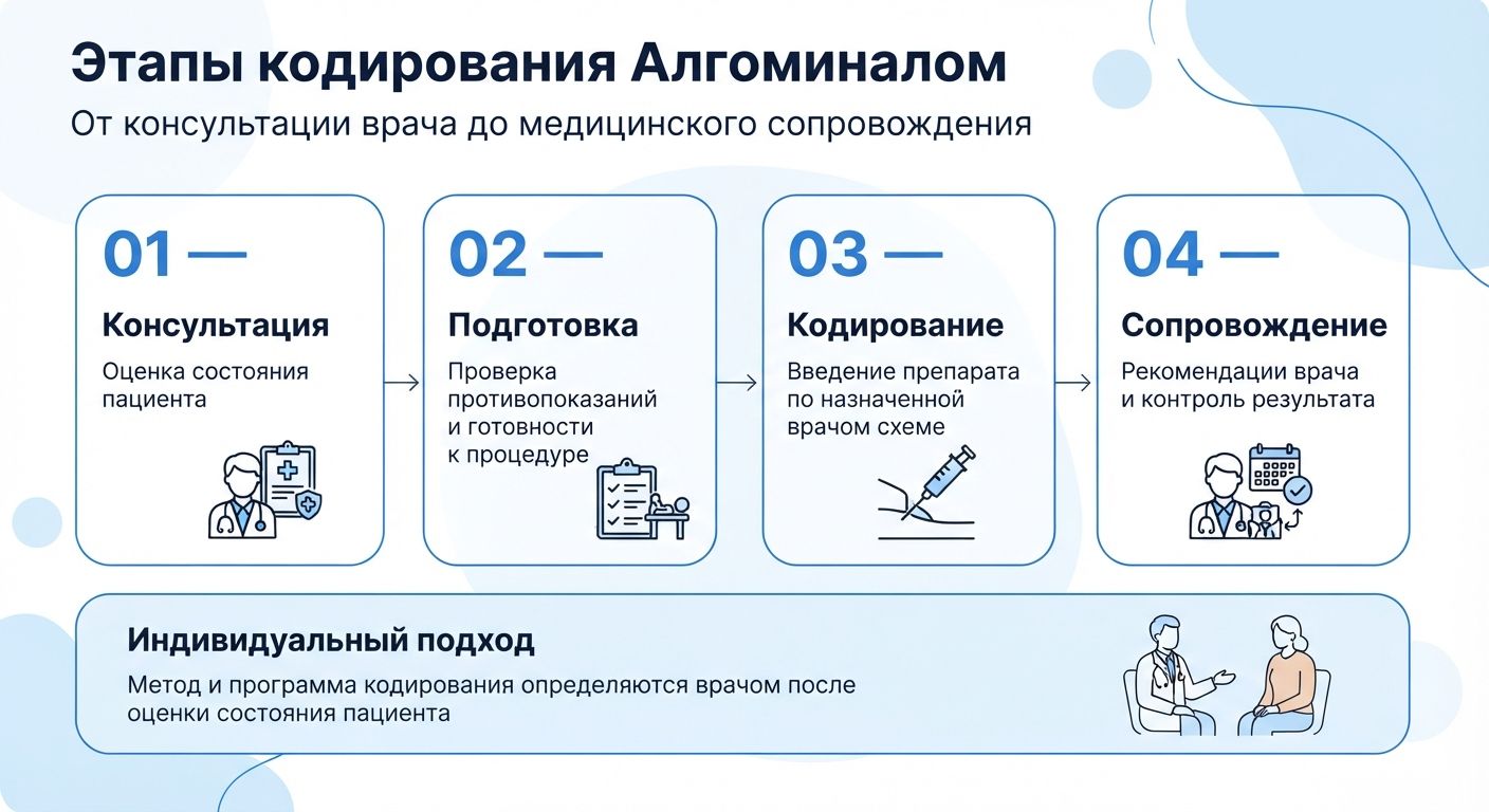Кодирование препаратом «Алгоминал» в Домодедово инфографика